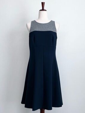 Ann Taylor LOFT Career Business Casual Navy Blue Tailored Sleeveless Dress NWT